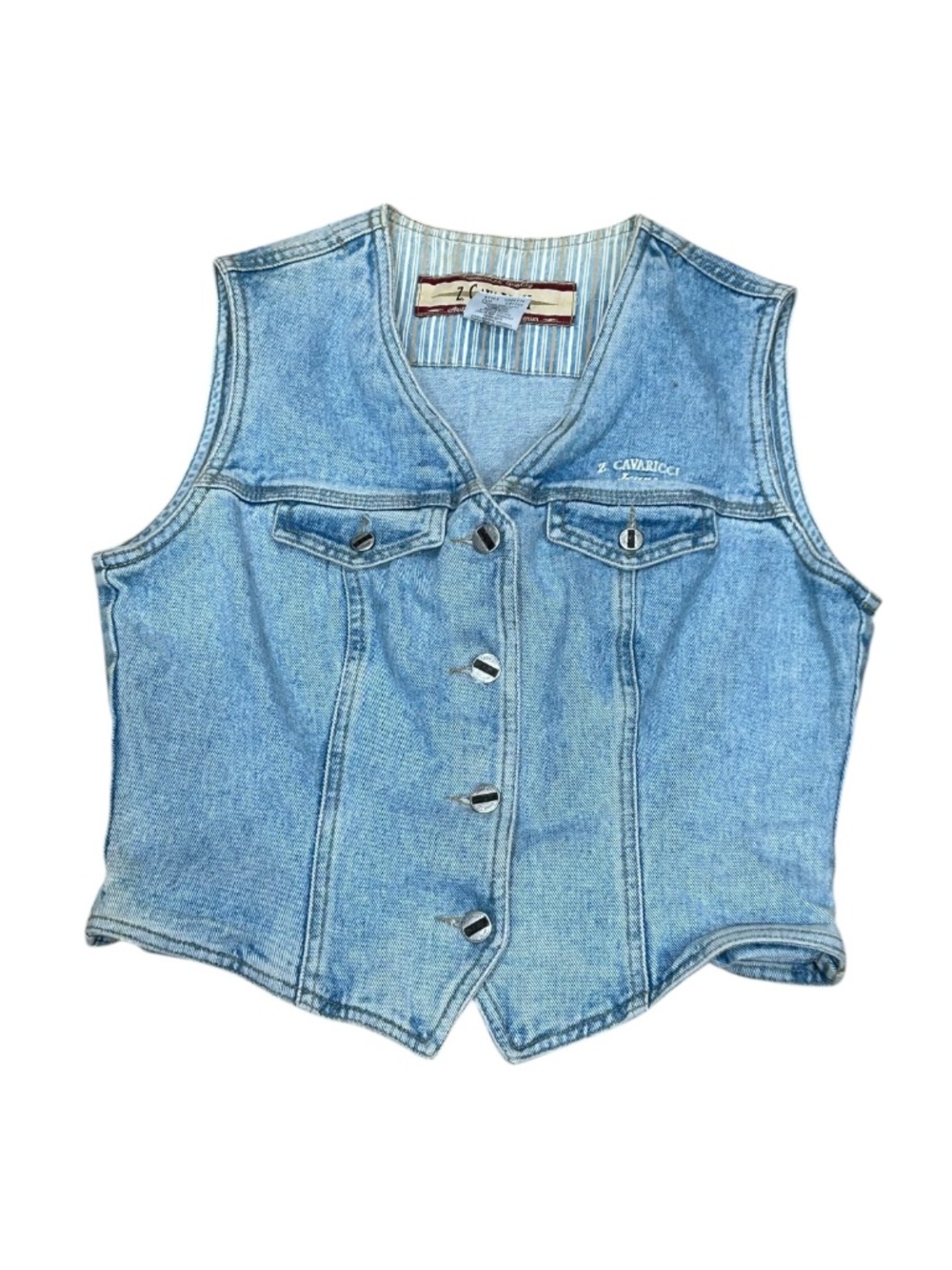 Vintage Z Cavaricci Denim Jean Vest Women's Size L Large